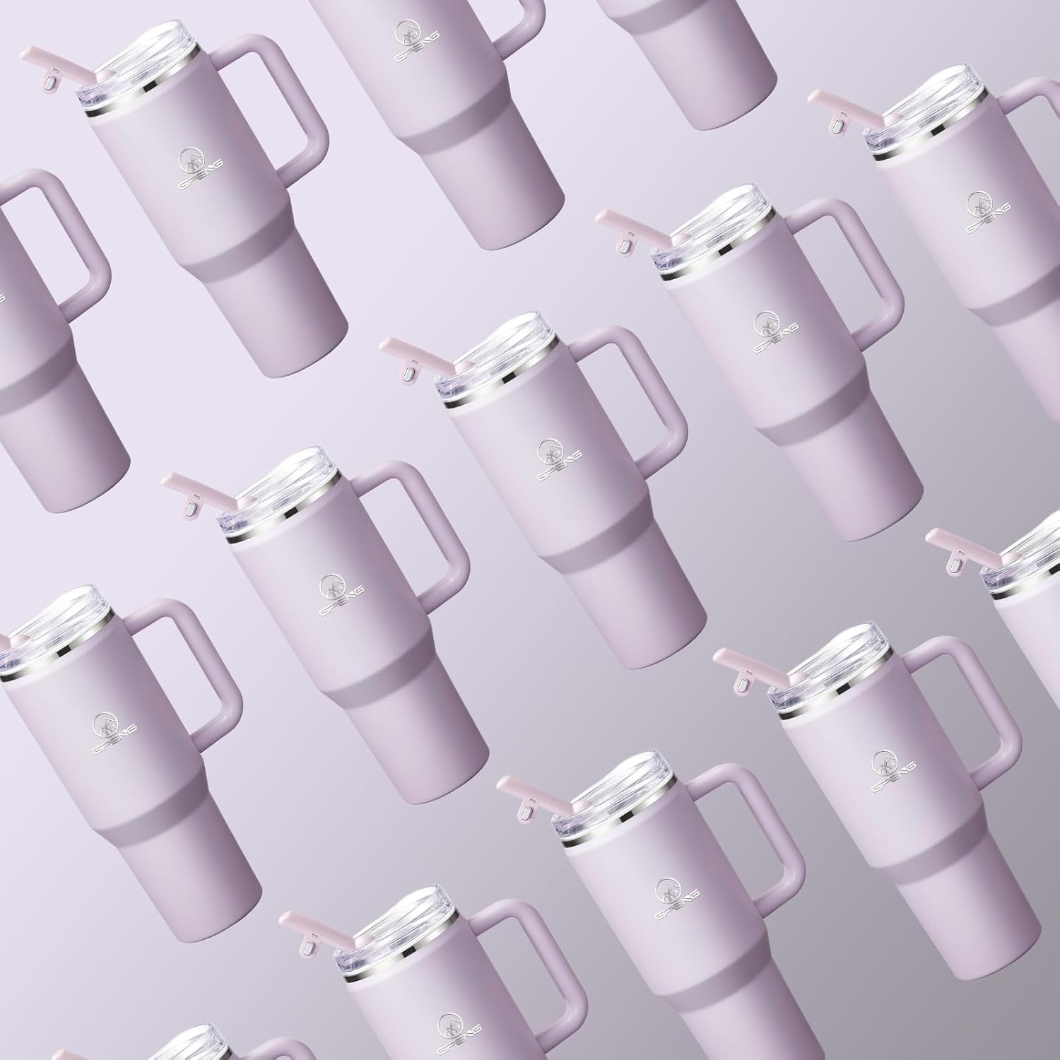 Gpeng 30/40/50 oz Tumbler with Handle, Water Bottles with Straw Lid, Insulated Stainless Steel Travel Mug Cup Holder Friendly, Keep Drinks Cold or Hot for Hours - Image 3