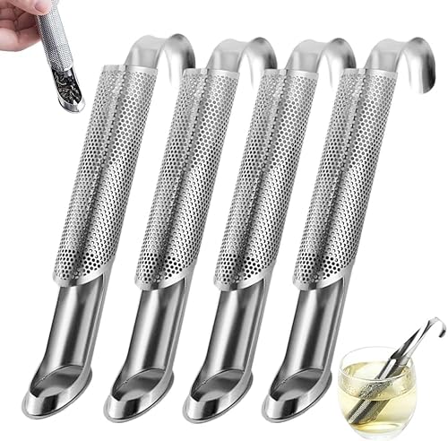 Tea Diffuser Stainless Steel, Creative Stainless Steel Tea Strainer for Loose Tea, Stainless Steel Tea Strainer Fine Holes, Tea Interval Diffuser, Tea Infuser Stick Pipe Handle Tea Filter for Rose,