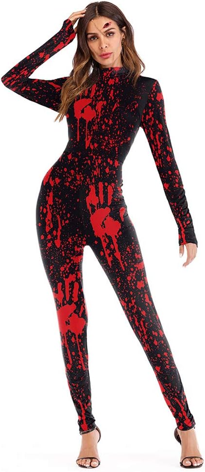 Sister Amy Women's Halloween Skull skeleton-1 Bodysuit Skinny Stretch Costume