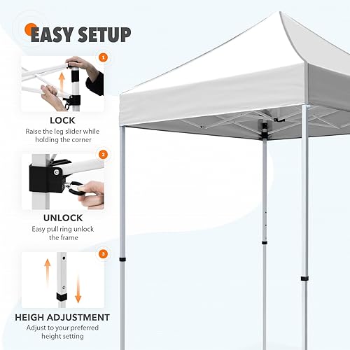 Miniatura 2 de EAGLE PEAK Toldo desplegable de 5 x 5 pies, toldo instantáneo para exteriores, fácil instalación, refugio plegable de pierna recta (blanco)