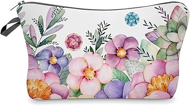 FAVORTALK Cosmetic Bags Floral Toiletry Bags Portable Make Up Bags for Women Girls Wash Bags with Zipper Waterproof Travel Makeup Pouch B0906