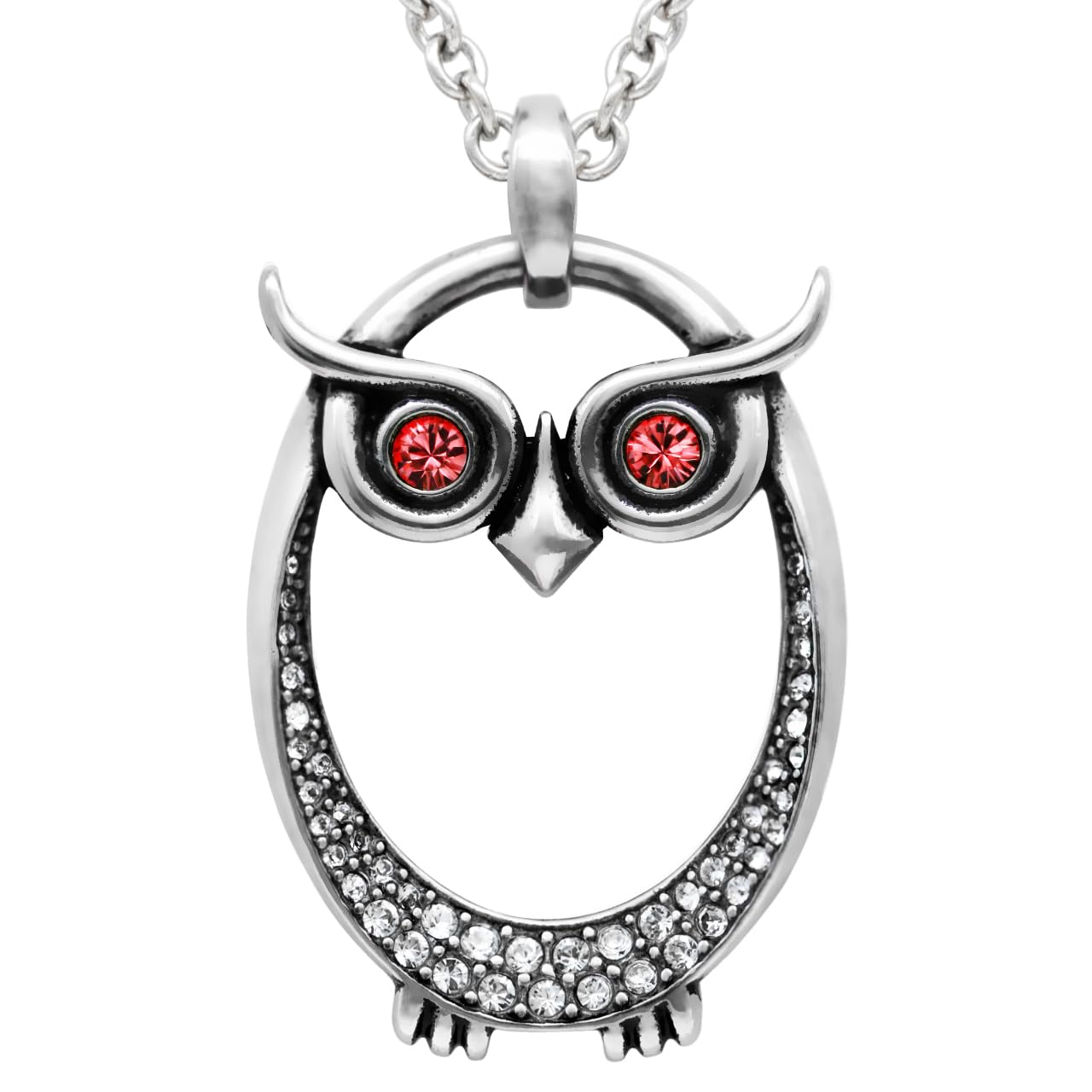 Controse Owl Birthstone Necklace – Stainless Steel Pendant with Crystals and 27" Chain