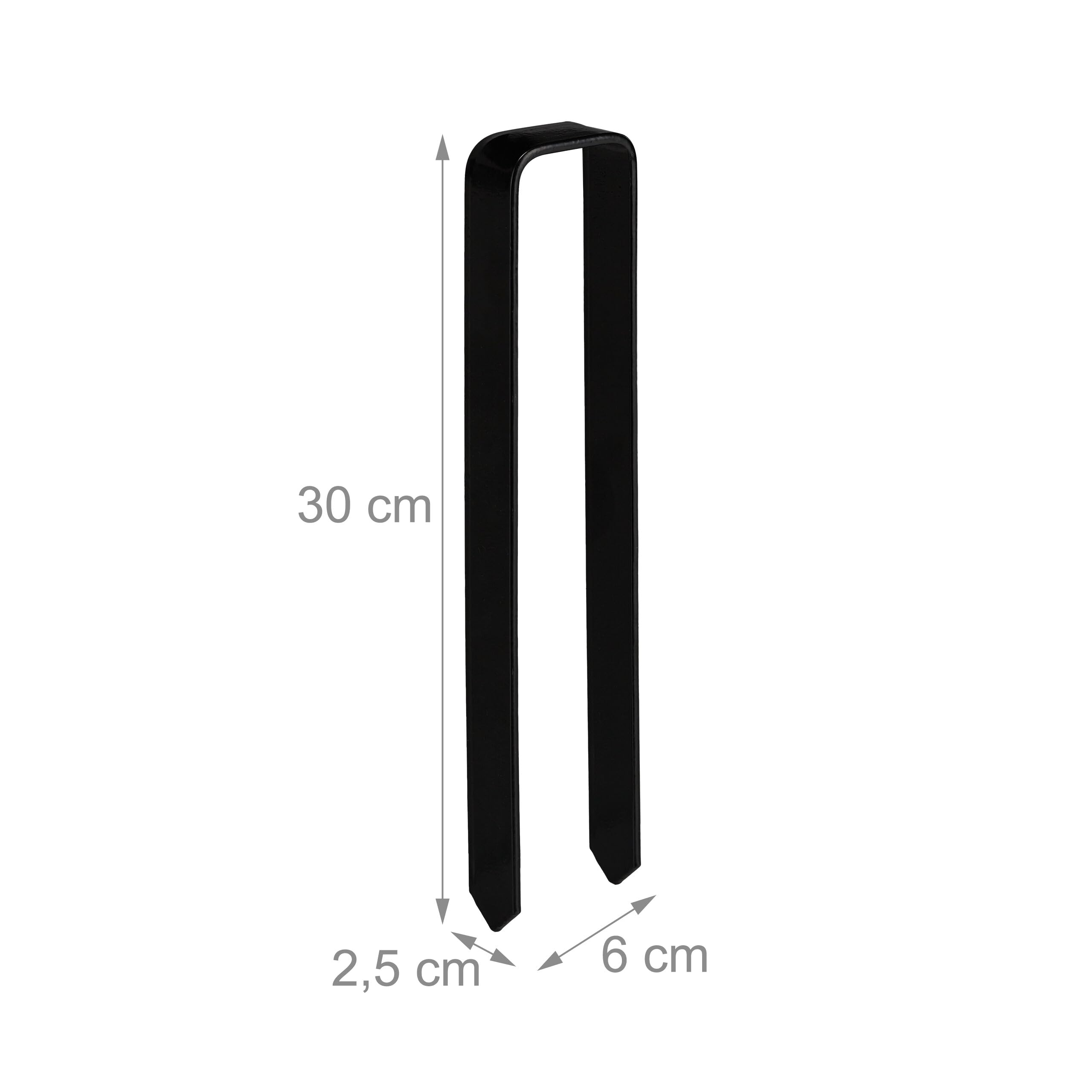 Relaxdays Bodenanker, 2er Set, Rosenbogen Befestigung, Stahl, HxBxT: 30 x 6 x 2,5 cm, U-Form, stabile Erdanker, schwarz