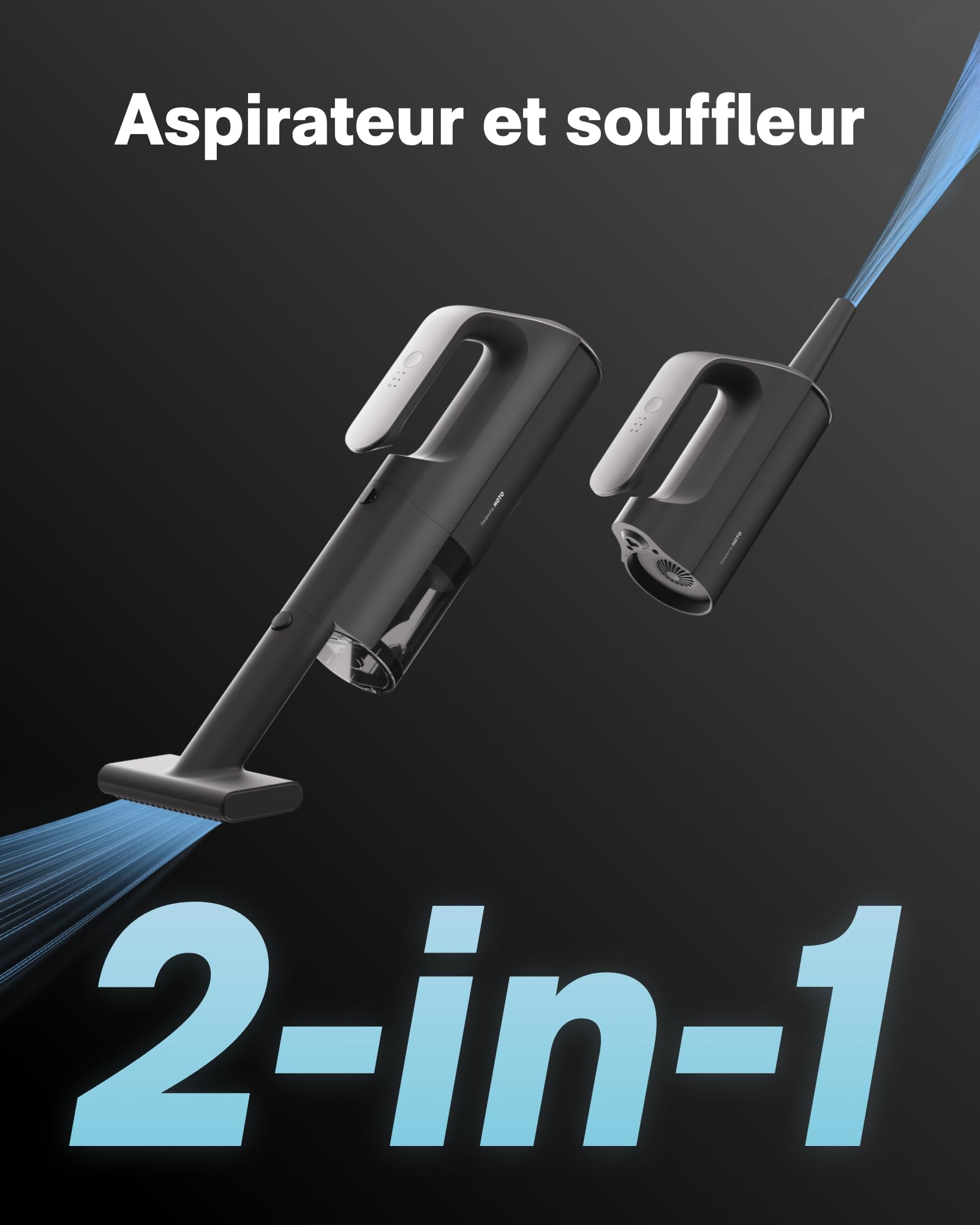 HOTO BlowVac Aspirateur à Main 2 en 1, 23000 Pa sans Fil Souffleur Voiture