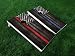 DISTRESSED AMERICA THIN BLUE LINE 01 / THIN RED LINE 01 COMBO PUNISHER USA FLAG POLICE CORNHOLE WRAP SET Vinyl Board DECAL Baggo Bag Toss Boards MADE IN the USA