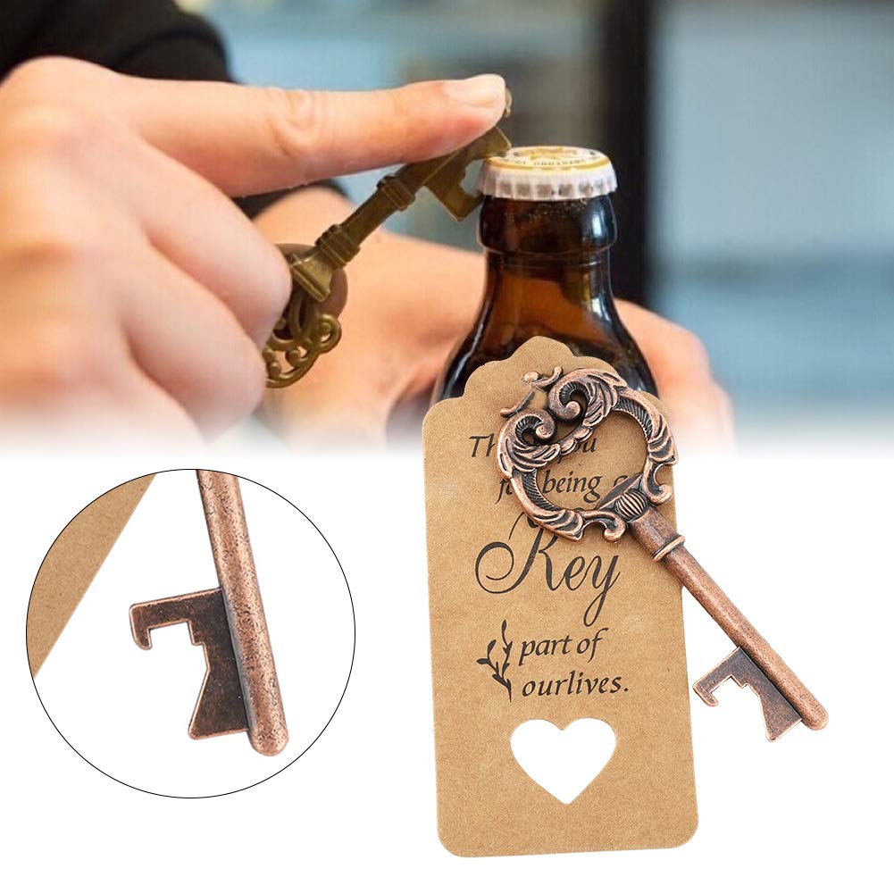 Amajoy 50 stuks vintage koperen skelet sleutelopener voor bruiloft, verjaardag, feest