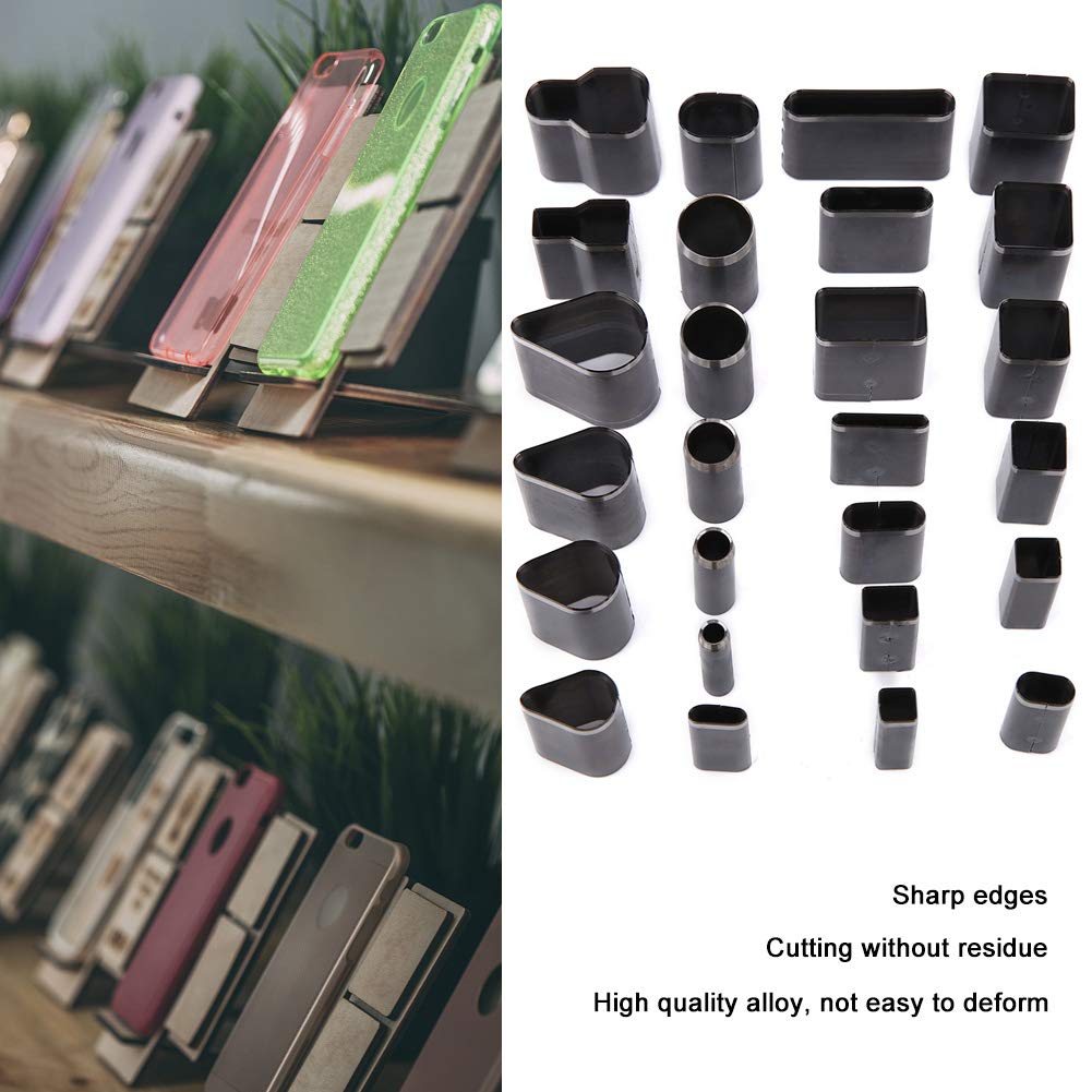 QANYEGN Leather Hole Punch Tool, Alloy Steel Hollow Punch Cutter, 26pcs Multi Shape Hole Punch Cutter Tools for Handmade Craft