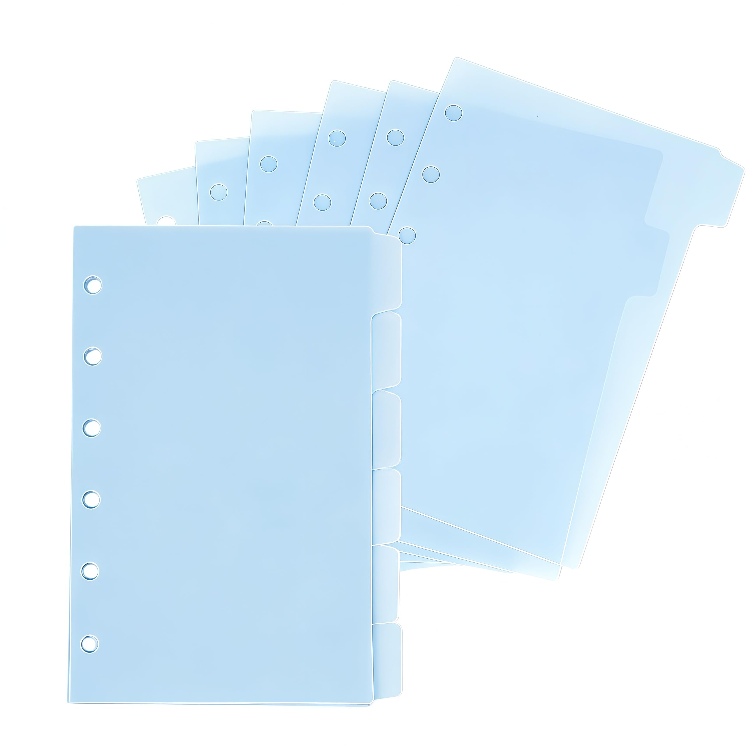 Alaviitsi A7 6-Ring Binder Dividers, 2 Sets 12 PCS 1/6 Cut Tabs Plastic Index Dividers, A7 Planner Inserts for 6-Holes Binder Notebooks, Light Blue