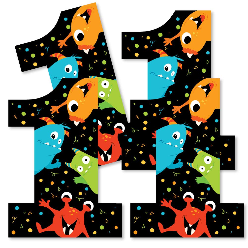 Big Dot of Happiness 1st Birthday Monster Bash - One Shaped Decorations DIY Little Monster First Birthday Party Essentials - Set of 20