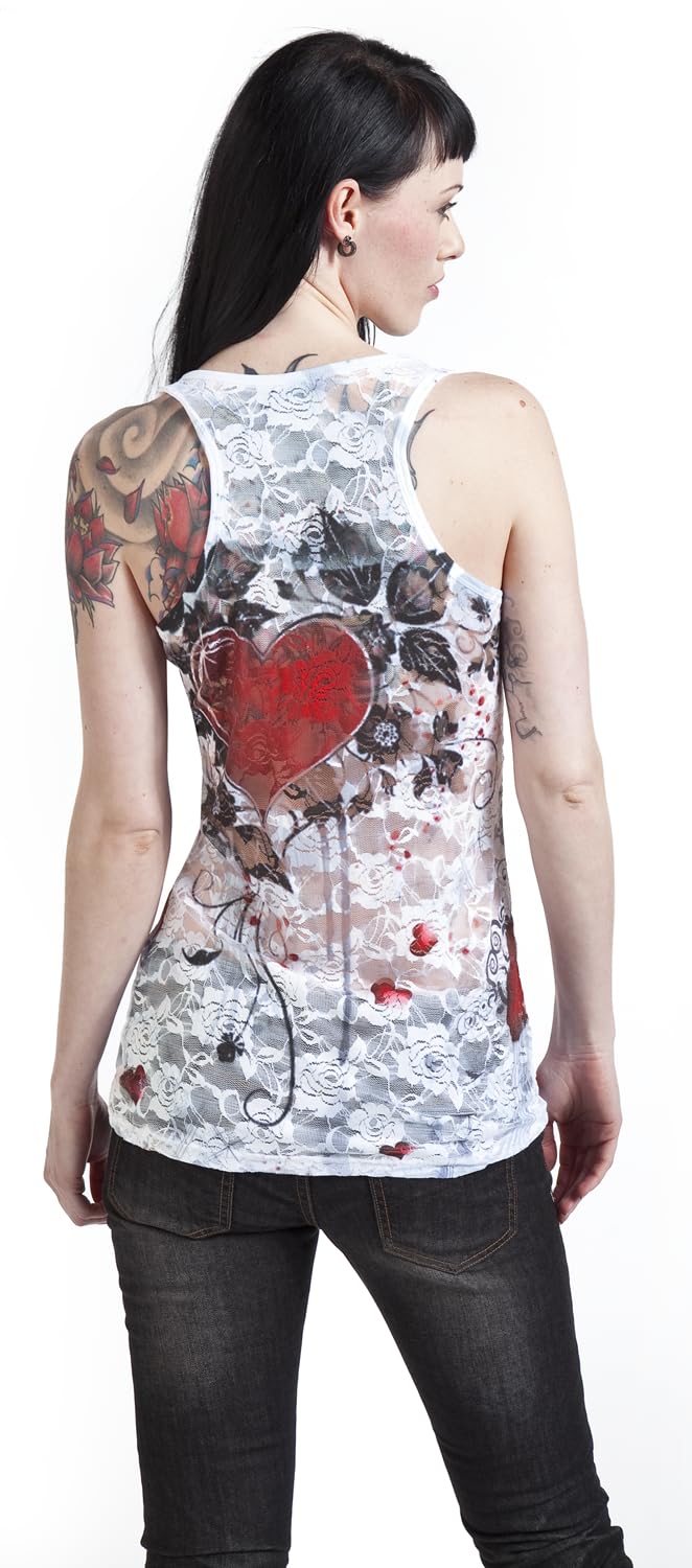 Innocent Rose Heart Mujer Top Blanco Spitzendetails Regular