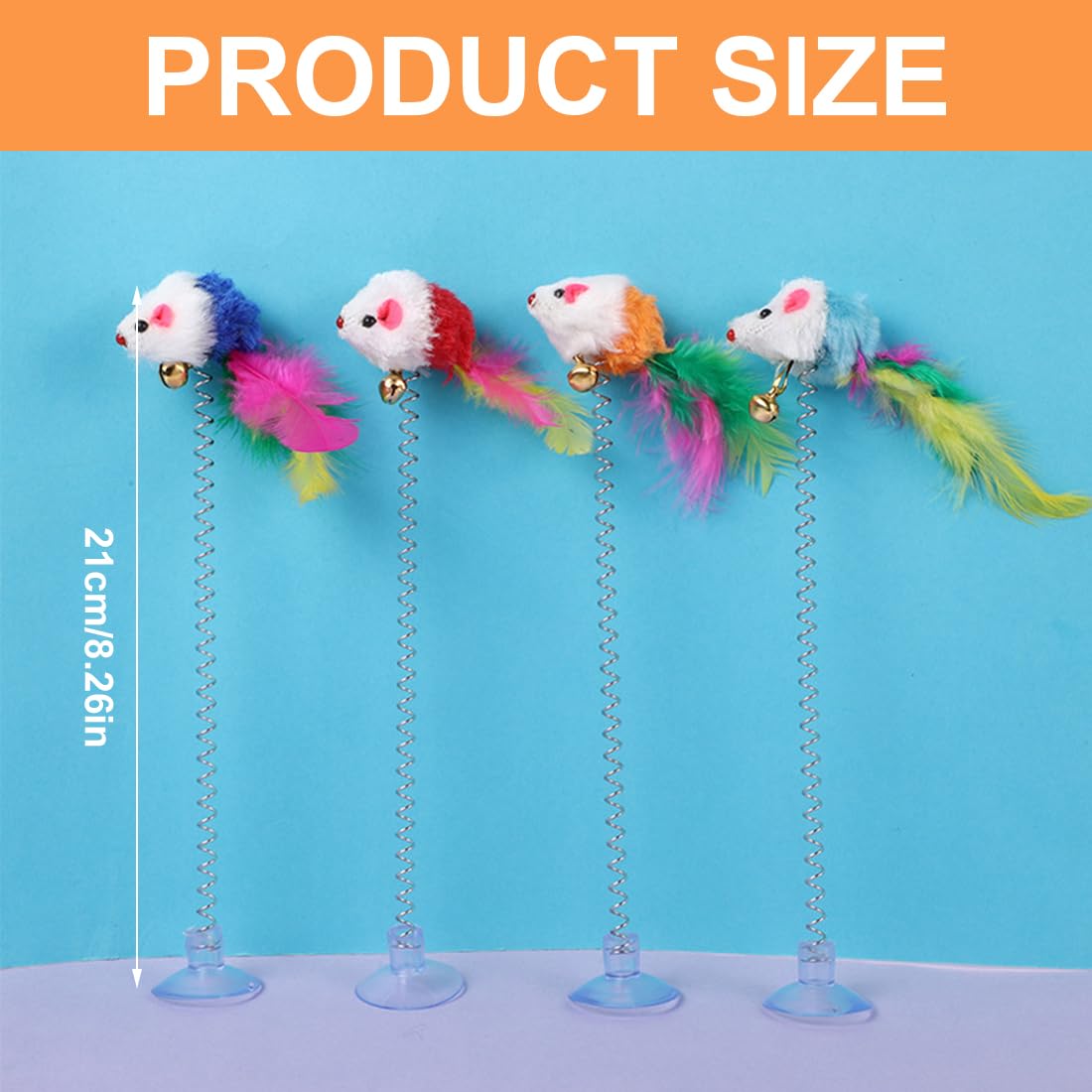 Cat Toy,Cat Feather Toys,Cat Teaser Wand and Cat Rainbow Wand, 10Pcs Cat Teaser Toys - Image 2