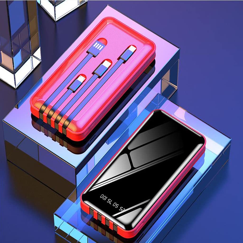 Samodzielny power bank o dużej pojemności Mobilny przenośny power bank (Color : Red, Size : 30000mAh)