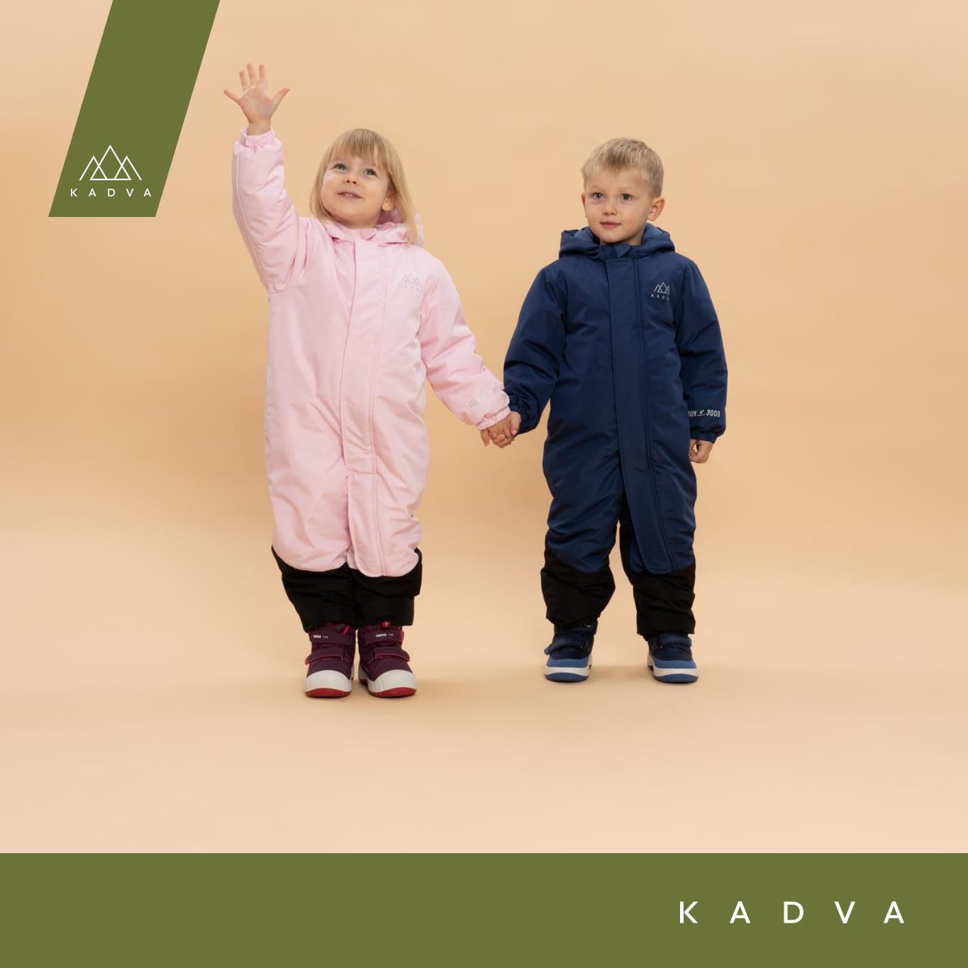 KADVA Kinder Skianzug KIKO Jr Ski Overall für Jungen Wasserdicht Winddicht mit Reflektoren und Kapuze Fleecefutter