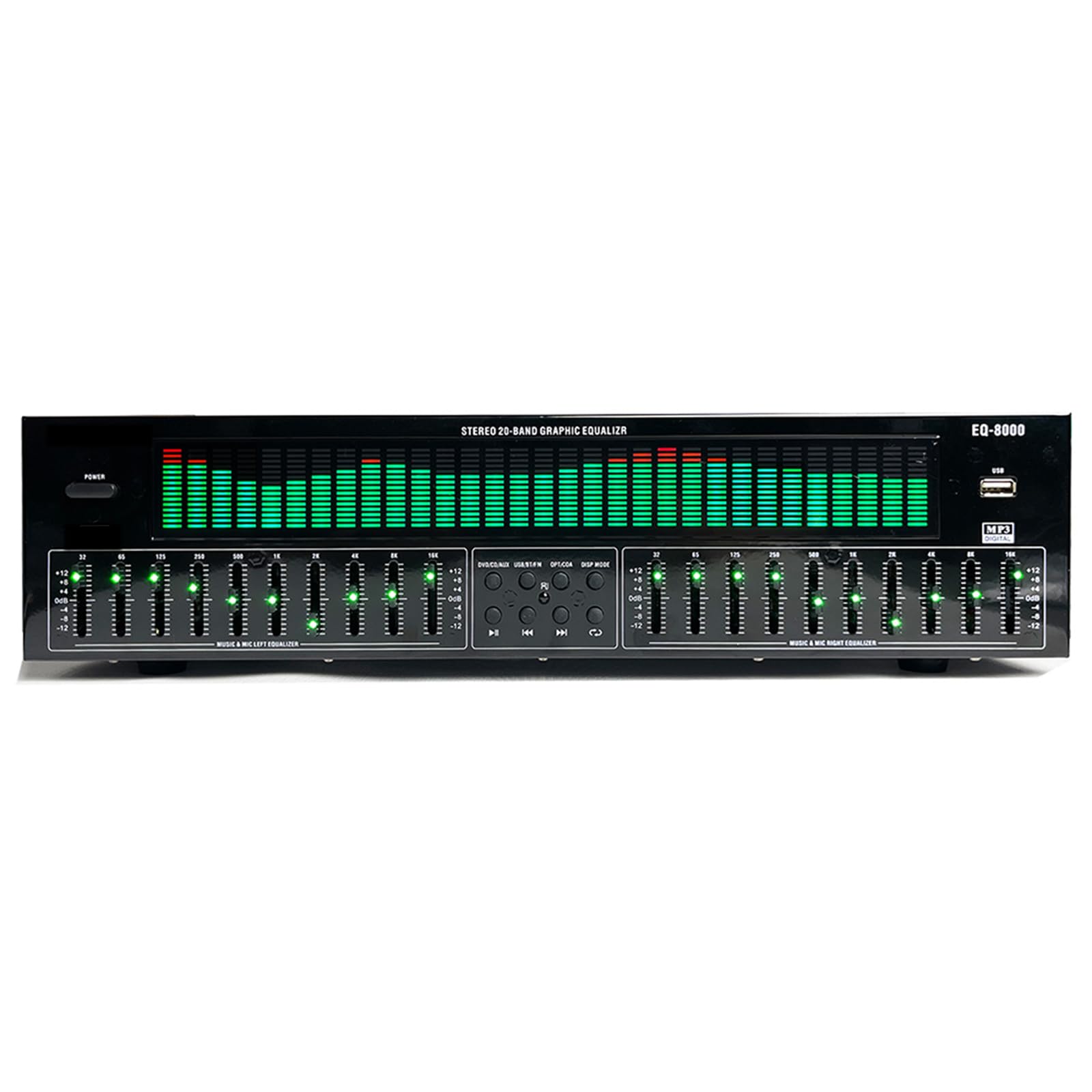 Equalizzatore Grafico Stereo a 31 Bande, 12 Pattern Ritmici, Bluetooth 5.4, con Riduzione del Rumore, per Palcoscenici, Concerti E Studi di Registrazione