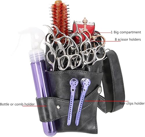 Miniatura 2 de Bolsa de tijeras, cuero suave, peluquería, peluquería, tijeras, funda para estilista, bolsa de herramientas con cinturón para el hombro