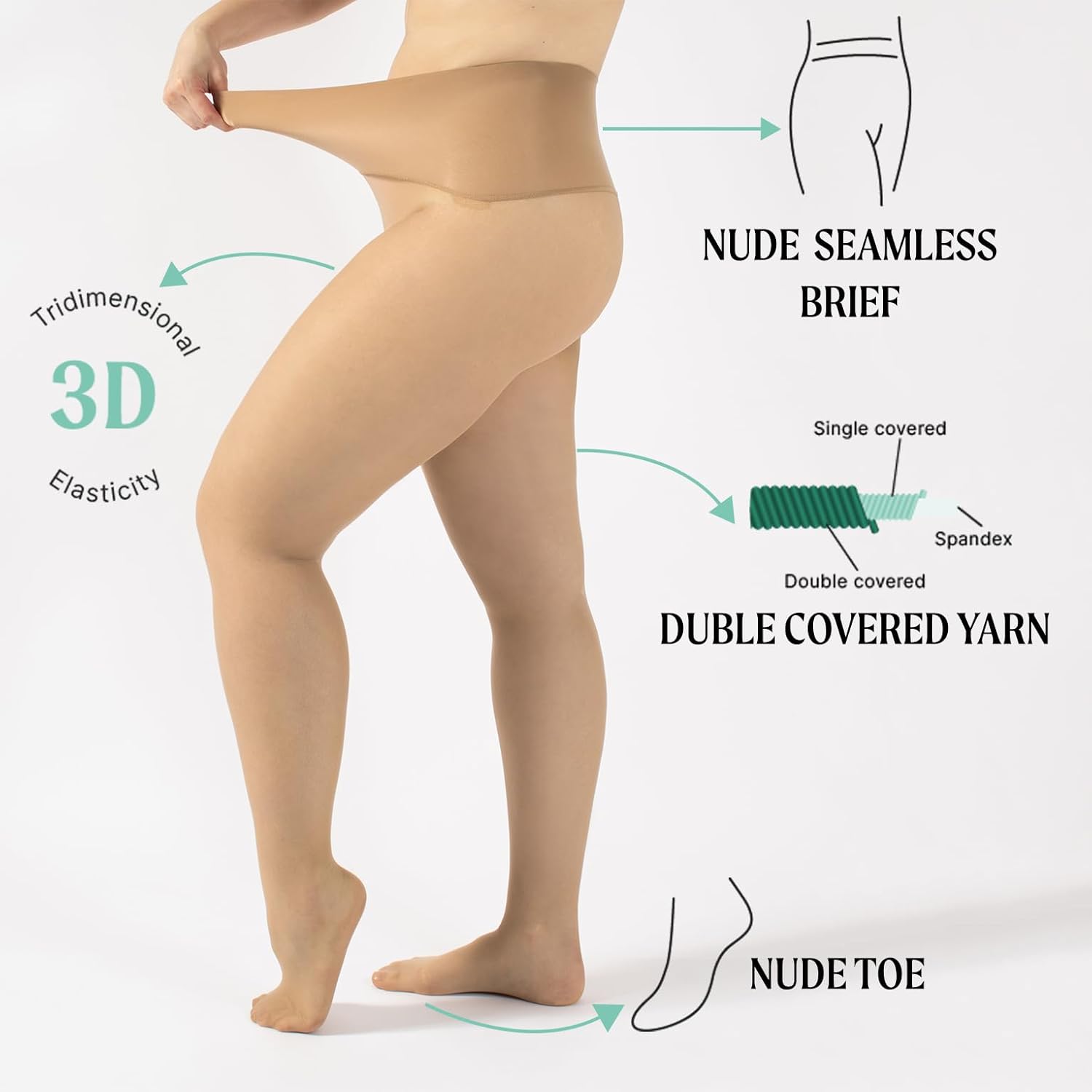 CALZITALY Seamless Sheer Tights with Comfortable Waistband, 15 Dernier Pantyhose - Image 2