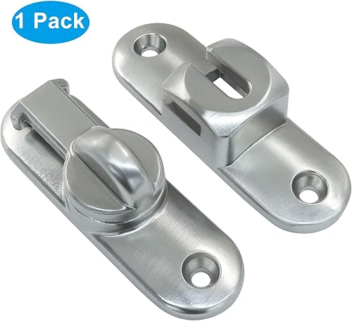 Miniatura 2 de Paquete de 1 cerradura plateada para puerta de granero de 90180 grados, pestillo de puerta corredera de seguridad, herrajes para puerta de baño,