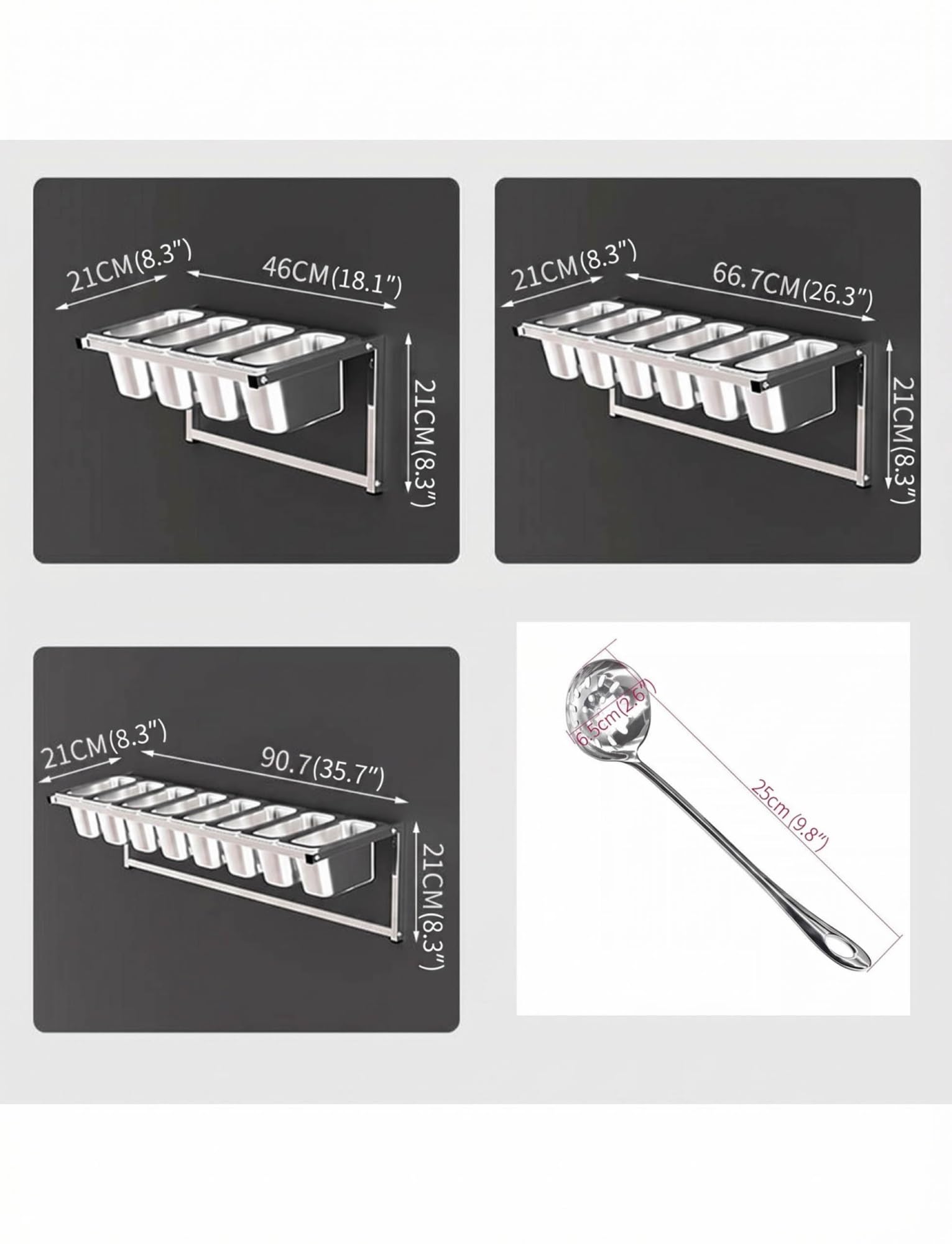 Stazione per pizza in acciaio inox, organizer per condimenti a 8 scomparti con coperchi e cucchiai, padelle angolate rimovibili per buffet o insalate, design facile da pulire