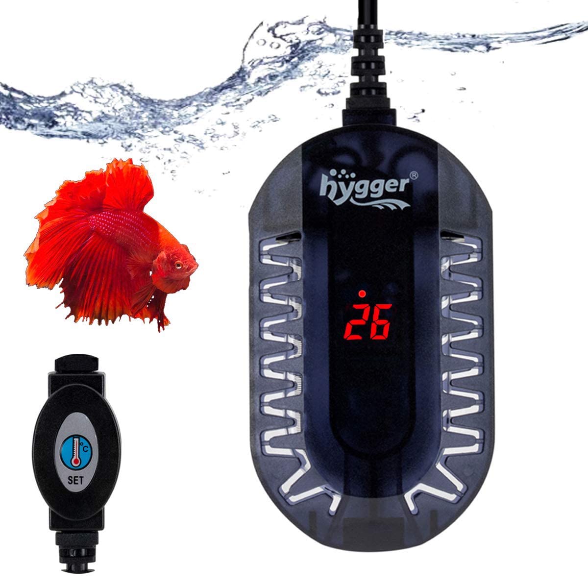 hygger Submersible Digital Aquarium Heater 100W, Betta Fish Tank Turtle  Tank Heater with Intelligent LED Temperature, Thermometer and External  Adjustable Temperature Controller for 25-90 Liter : Amazon.co.uk: Pet  Supplies
