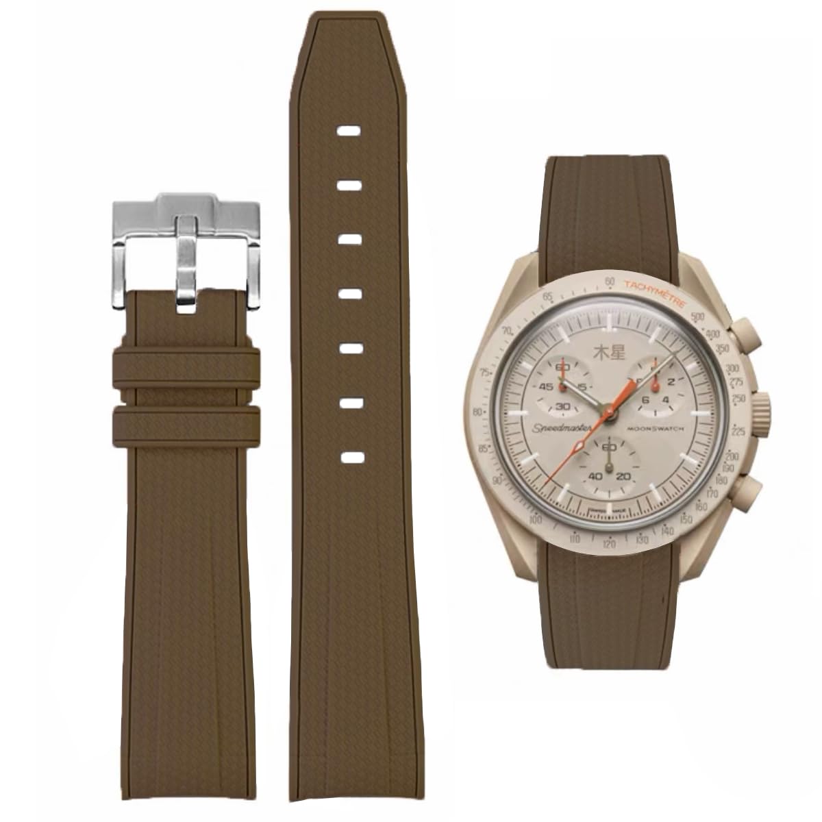 Bands for Moonswatch Watch Rubber for Omega x Swatch MoonSwatch 20mm Rolex Seiko Watch Silicone Men with Stainless Steel Replacement Bracelet Original Bracelet Omega x Swatch MoonSwatch Speedmaster