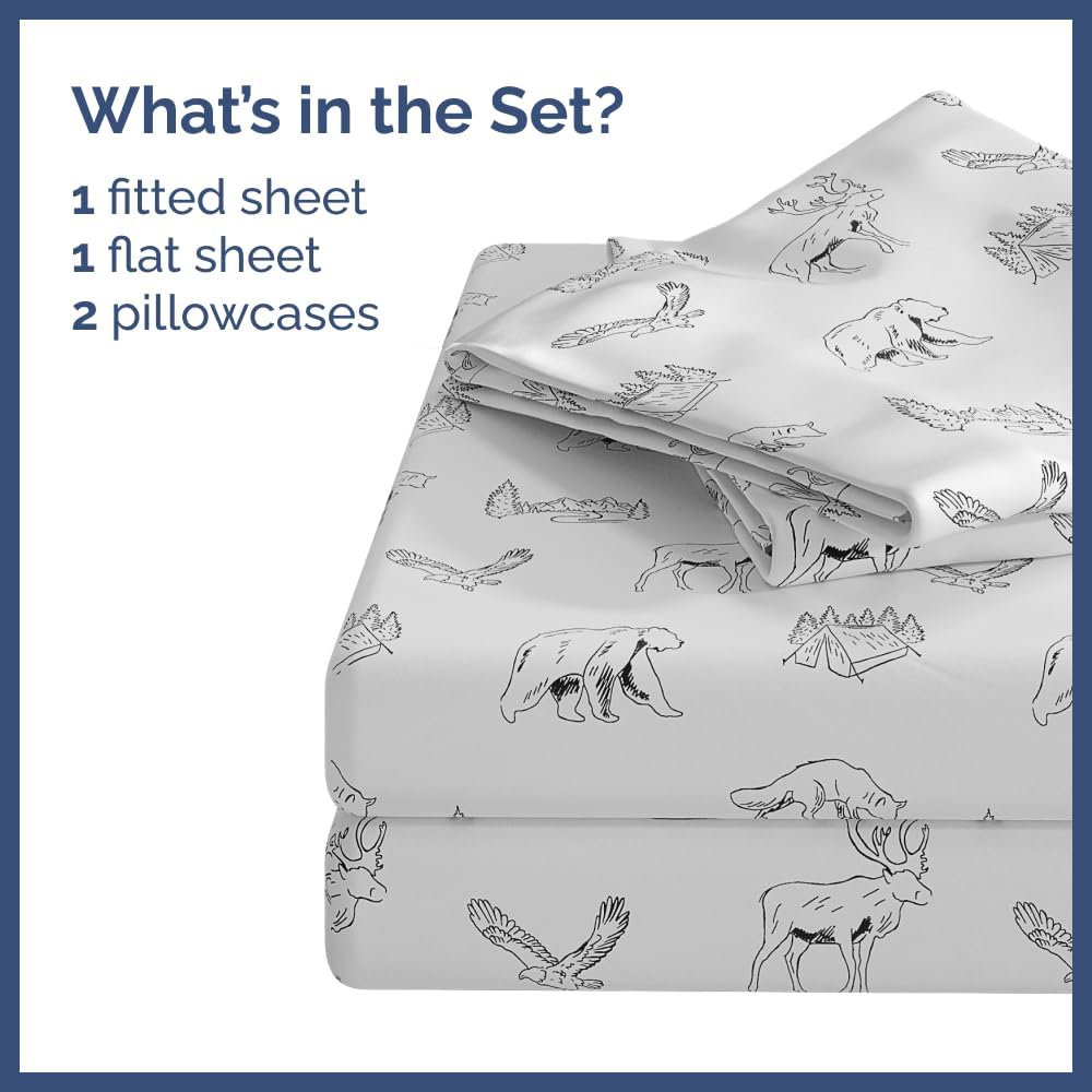 Kids Forrest Full 4 Piece Sheet Set + 2 Extra Pillowcases Bundle - Boys, Girls, Teens, Toddler - Easy Fit Deep Pockets - Hotel Quality Bedding Sheets - Machine Washable - Cute, Soft and Wrinkle Free