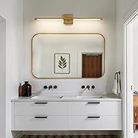 Vista 4 de Lámparas de tocador doradas para baño sobre espejo de 30 pulgadas, apliques de baño LED IP44 5CCT ajustables Morden para pinturas