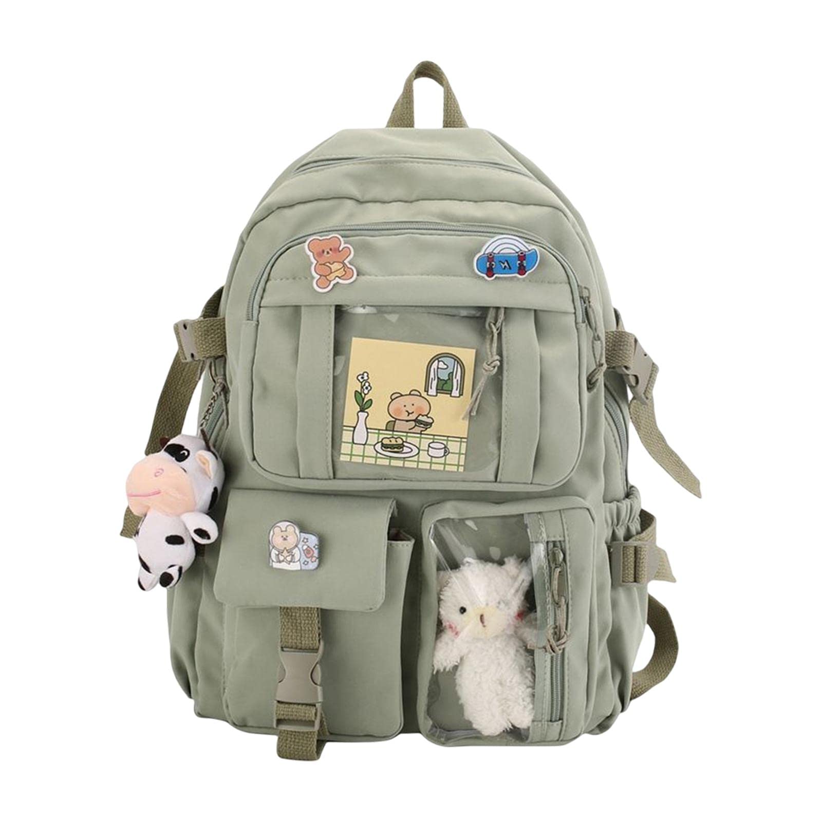 Women Backpack School Bag Laptop Side Pockets Girls Teenager Gift green-image-41