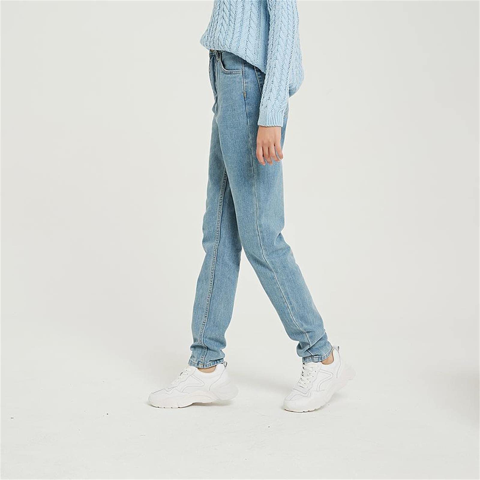 UKKO Jeans da Donna Jeans Pantaloni Morbidi Femminili Dritta Tutto Partita A Vita Alta Femme Pantaloni Denim Lunghi più Dimensioni