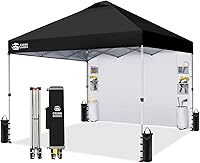 CrownShades 10x10 Pop Up Canopy Tent with Sidewall, One-Push Setup, UPF 50+ UV Protection, Portable Outdoor Shelter, Black