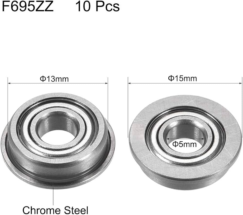 uxcell F695ZZ Flange Ball Bearing 5x13x4mm Double Metal Shielded uxcell F695ZZ Flange Ball Bearing 5x13x4mm Double Metal Shielded
