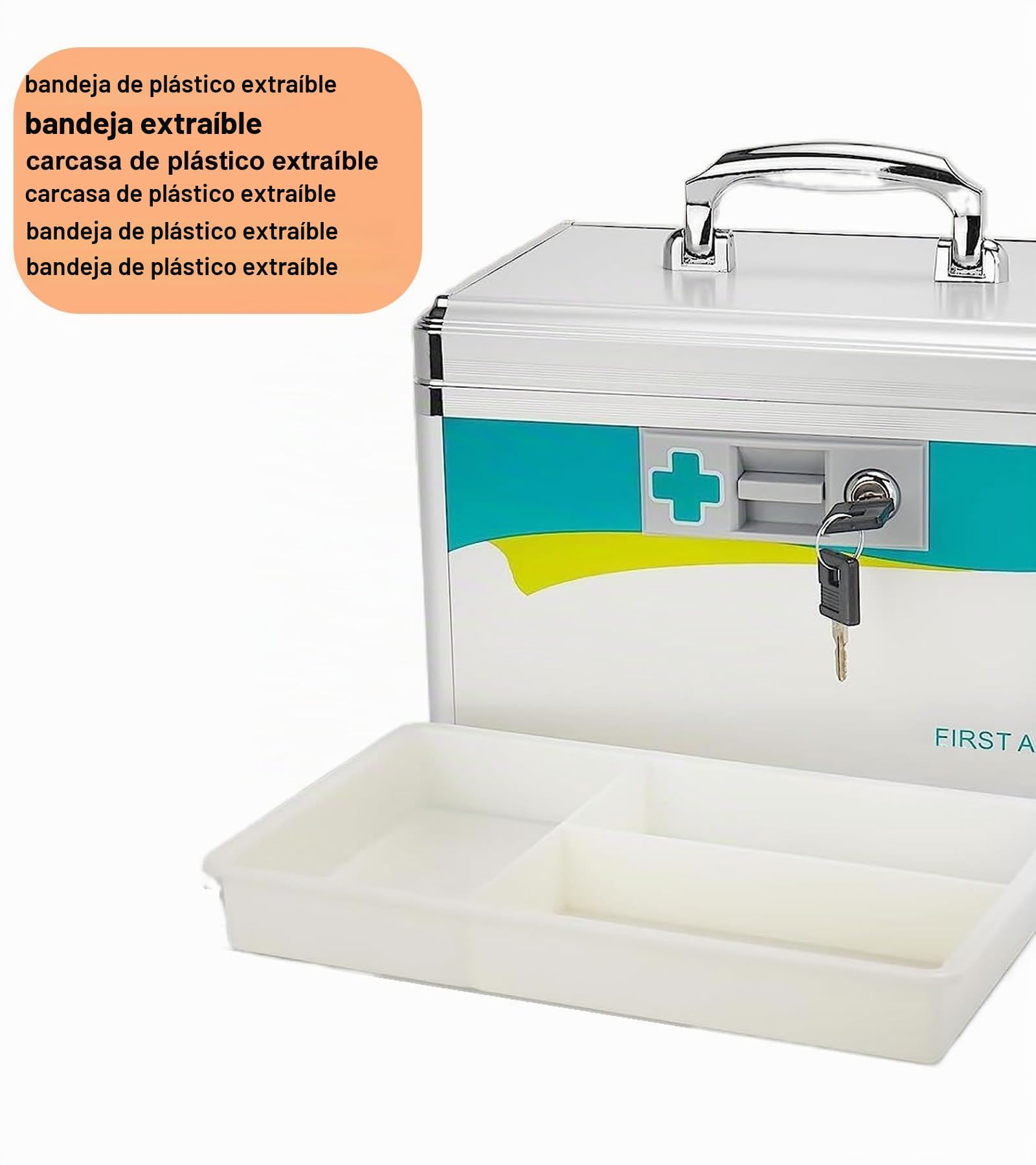 TUKA-i-AKUT 2X 22L Maletín para Medicamentos con Cerradura, Portátil Botiquín de Primeros Auxilios, Almacenamiento Caja Medicinal, Prueba de Niños, Aleación de Aluminio, Asa de Transporte, TKD6400-XL
