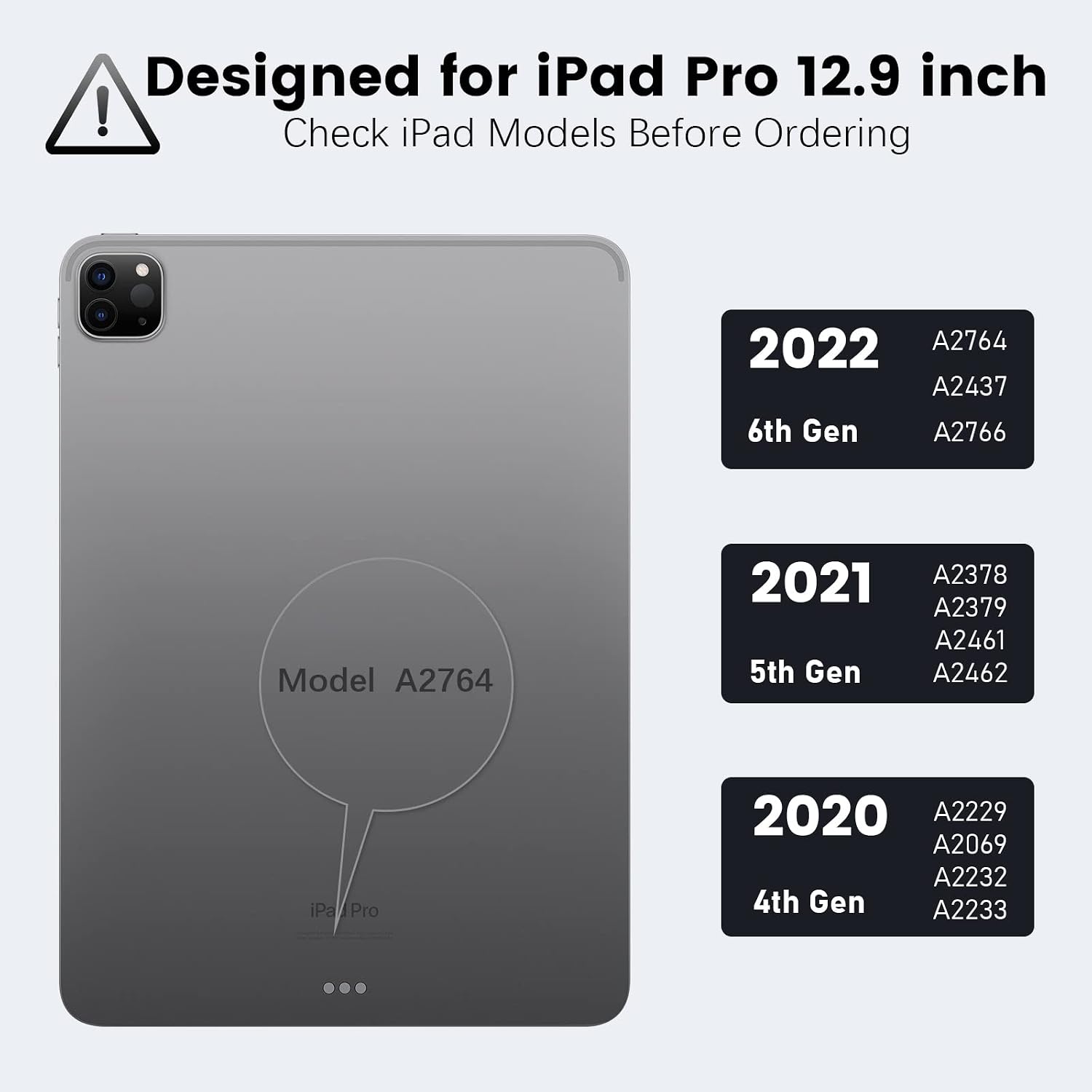 Nillkin iPad Pro 12.9 Case 6th/5th Generation 2022/2021, Detachable Cover and Magnetic Back for Friger & Desk, Multiple Angle Shockproof Rugged Case with Slide Camera Cover, Pencil Hoder, Black