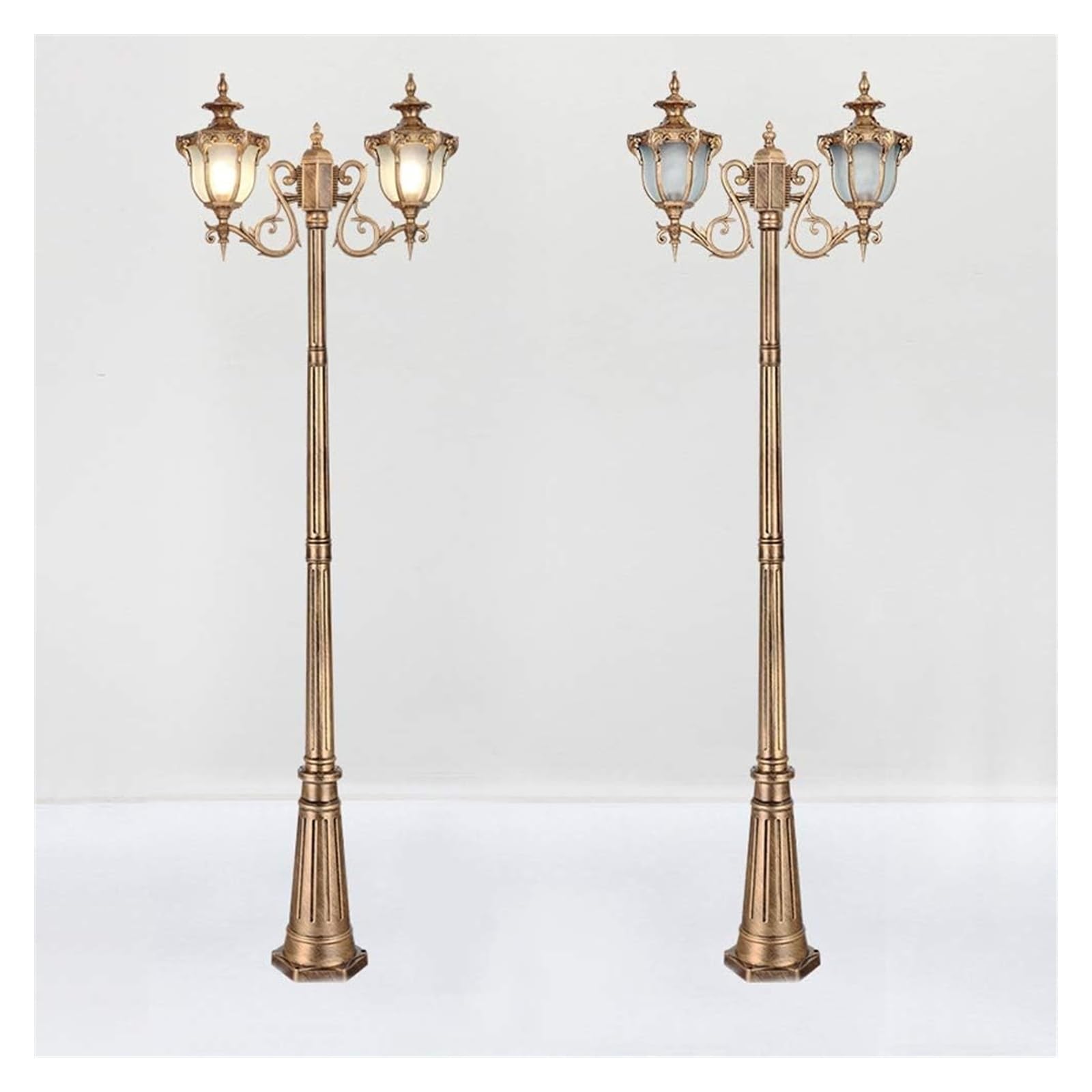 Lampki słupkowe na zewnątrz vintage retro ogród oświetlenie uliczne światło pocztowe 2 światła ogród krajobraz lampa zewnętrzna tradycyjna latarnia słupkowa wodoodporna, brąz-290 cm