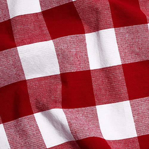 Image of Red and White Plaid Kitchen Towels - Set of 6 Red Checkered Dish Towels with Hanging Loop - 100% Cotton, Extremely Absorbent, Multipurpose Buffalo Plaid Dish Towels - Reusable & Washable (6 Pack)