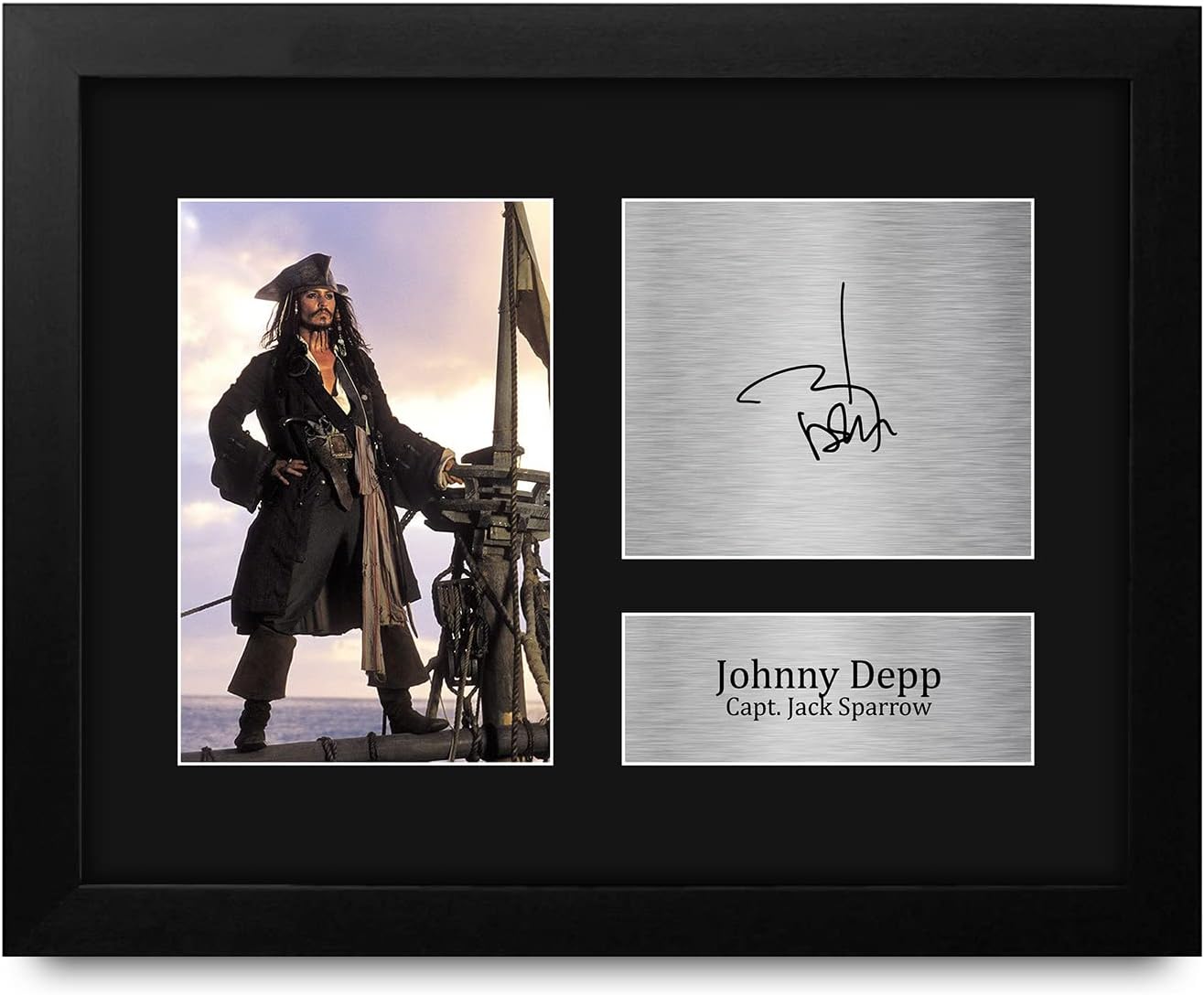 HWC Trading Johnny Depp Gifts USL Framed Printed Signed Autograph Picture for Movie Memorabilia Fans - US Letter Size