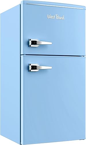 Miniatura 2 de West Bend Mini refrigerador con congelador de estilo retro para oficina en casa o dormitorio, descongelación manual y temperatura ajustable, 3 pies