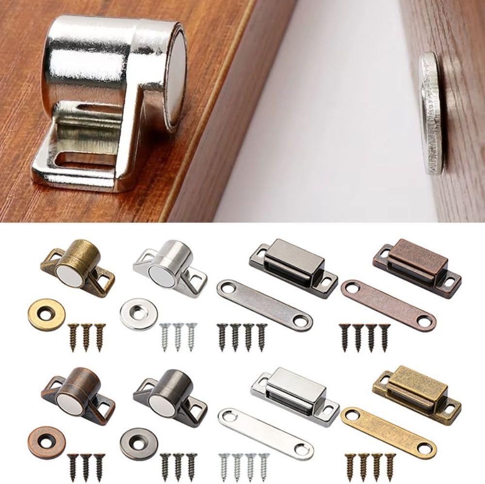 Magnet Cabinet Door Catch, Furniture Door Stopper, Zinc Alloy Magnetic Suction Lock No-Punch for Closet Cupboard Furniture Hardware(Style H 10PCS)