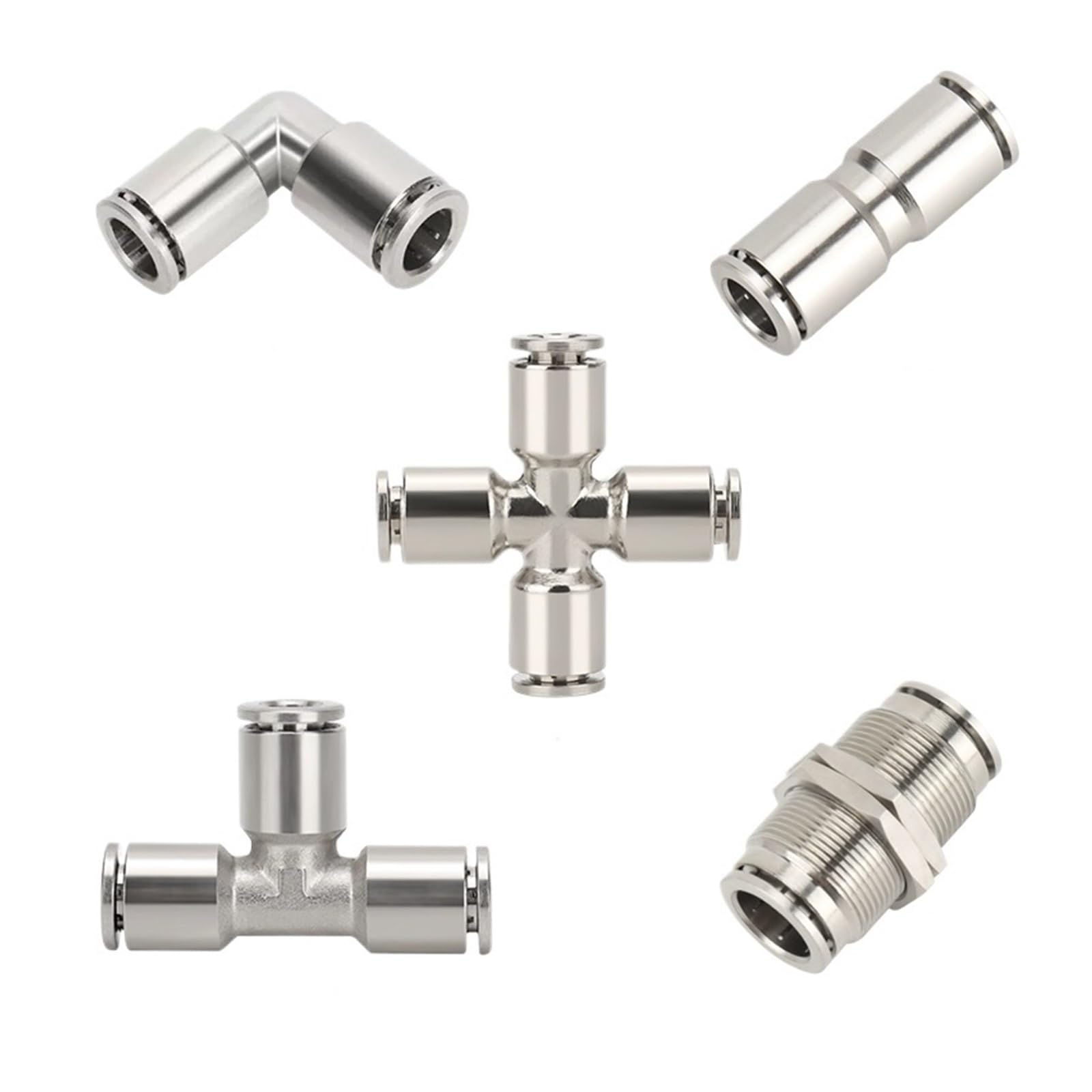 Raccordo pneumatico con placcatura in nichel in metallo PU PE PY PV PM PZA Connettore per tubo aria raccordi rapidi per tubo flessibile a pressione dell'acqua (PE, 8 mm)