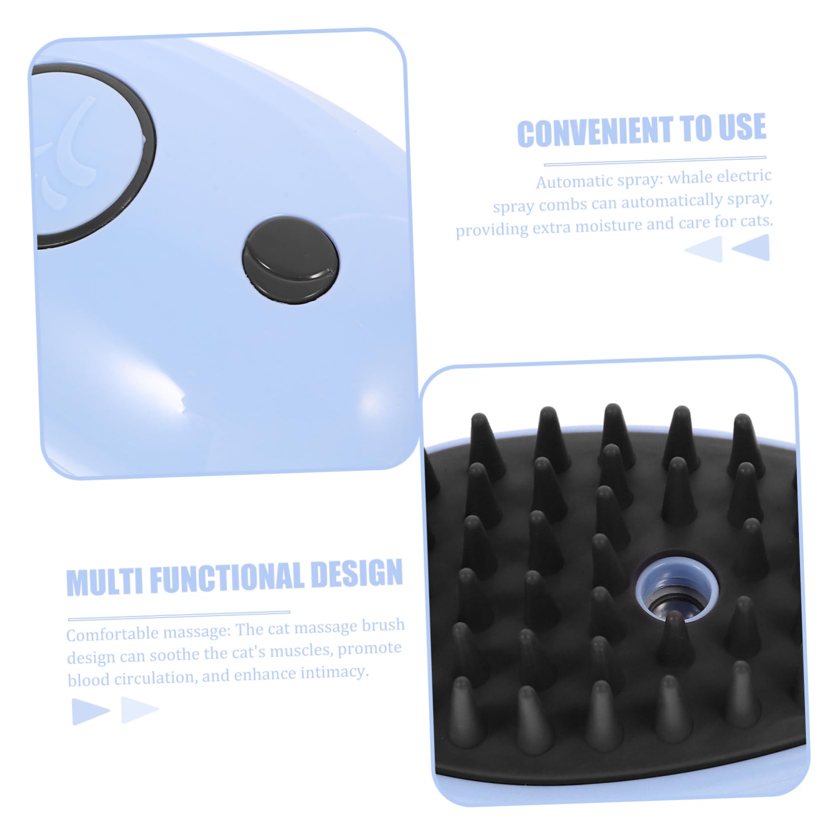 BESPORTBLE 3pièces Brosse à Vapeur Auto-nettoyante Pour Animaux Brosse De Massage Multifonctionnelle Pour Toilettage Outil Pratique Pour Éliminer Poils Et Masser