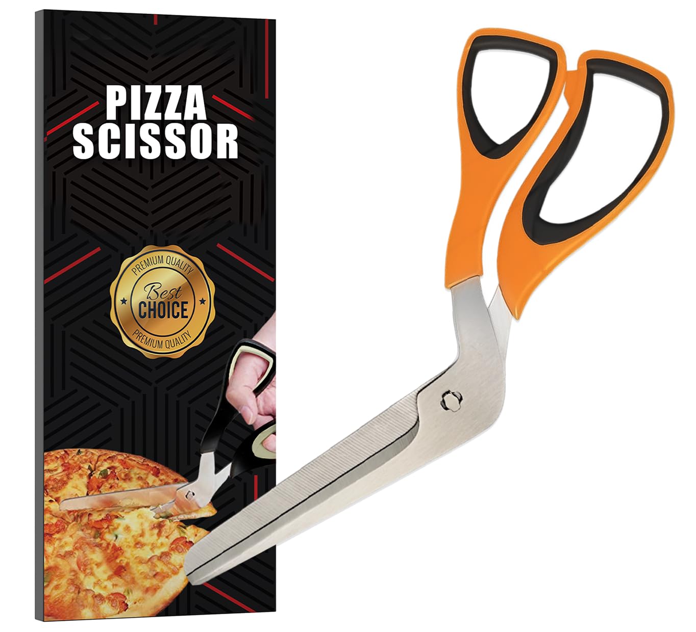 RAAFI Orange Scharfe Pizzaschere zum Schneiden von Pizza wie ein Profi. Pizzaschere spülmaschinenfest