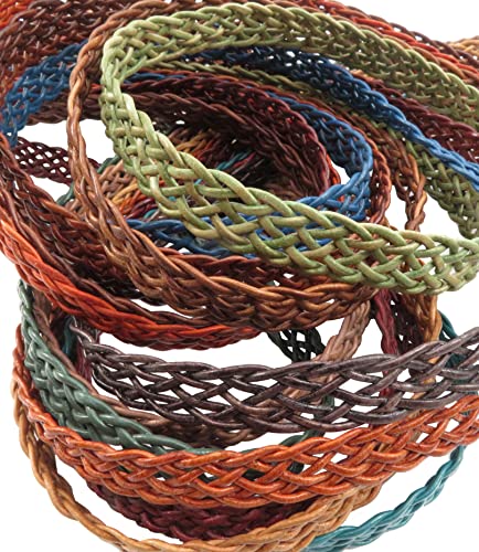 esnado Lederband flach geflochten | 1 Meter | Breite 15 mm, Dicke: 2,5 mm | Farbe: ANTIK BRAUN | ECHTES Leder - pflanzlich gegerbt | zum Basteln | Herstellung von Armbändern, Mittelalter, Schmuck