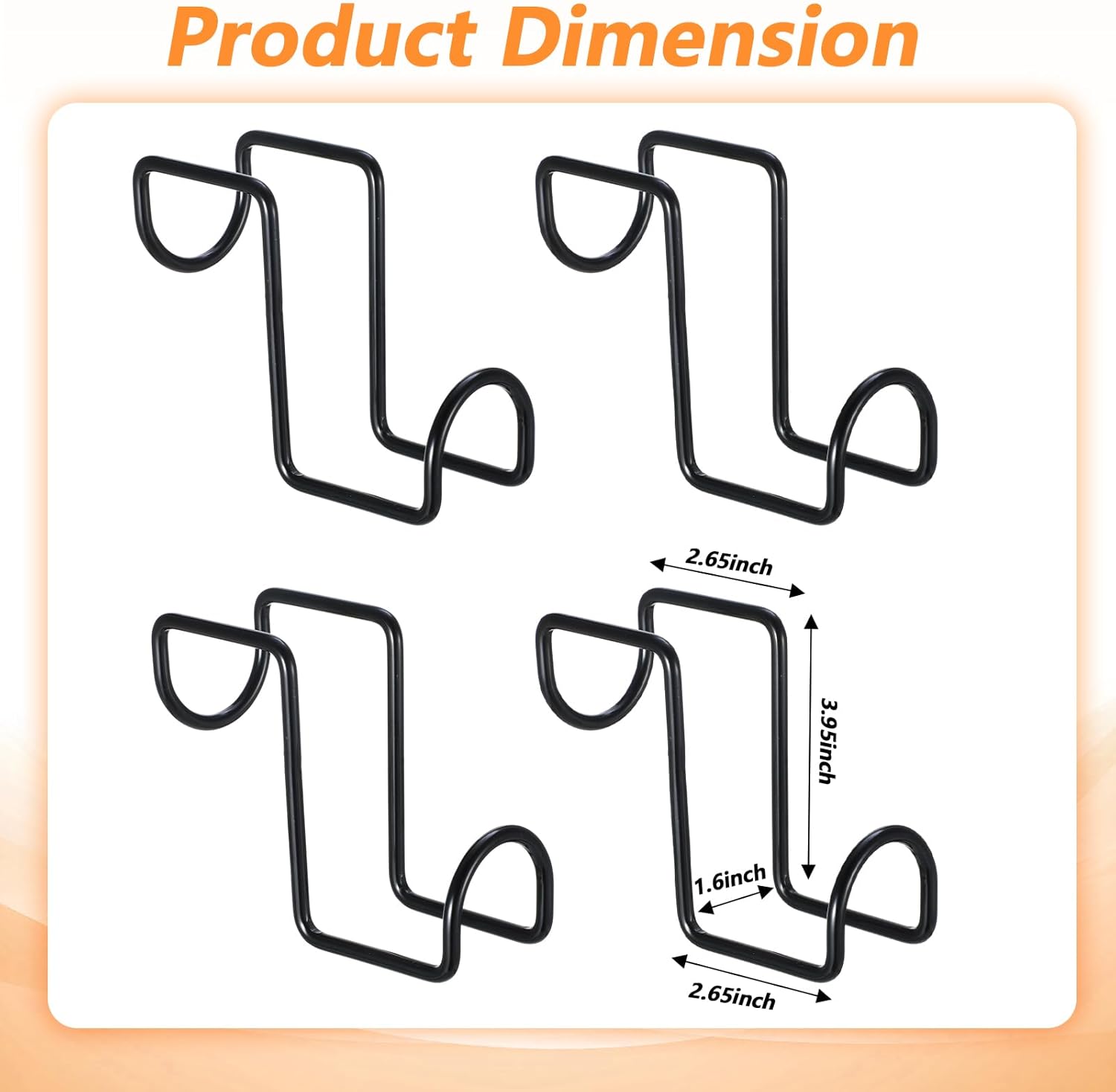 8 Pcs 4 Inch Tack Hook, Heavy Duty Metal Over Rail Tack Hook for Hanging Horse Bridles, Buckets (Black) - Image 2