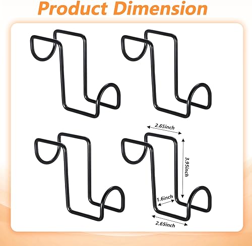 8 Pcs 4 Inch Tack Hook, Heavy Duty Metal Over Rail Tack Hook for Hanging Horse Bridles, Buckets (Black)