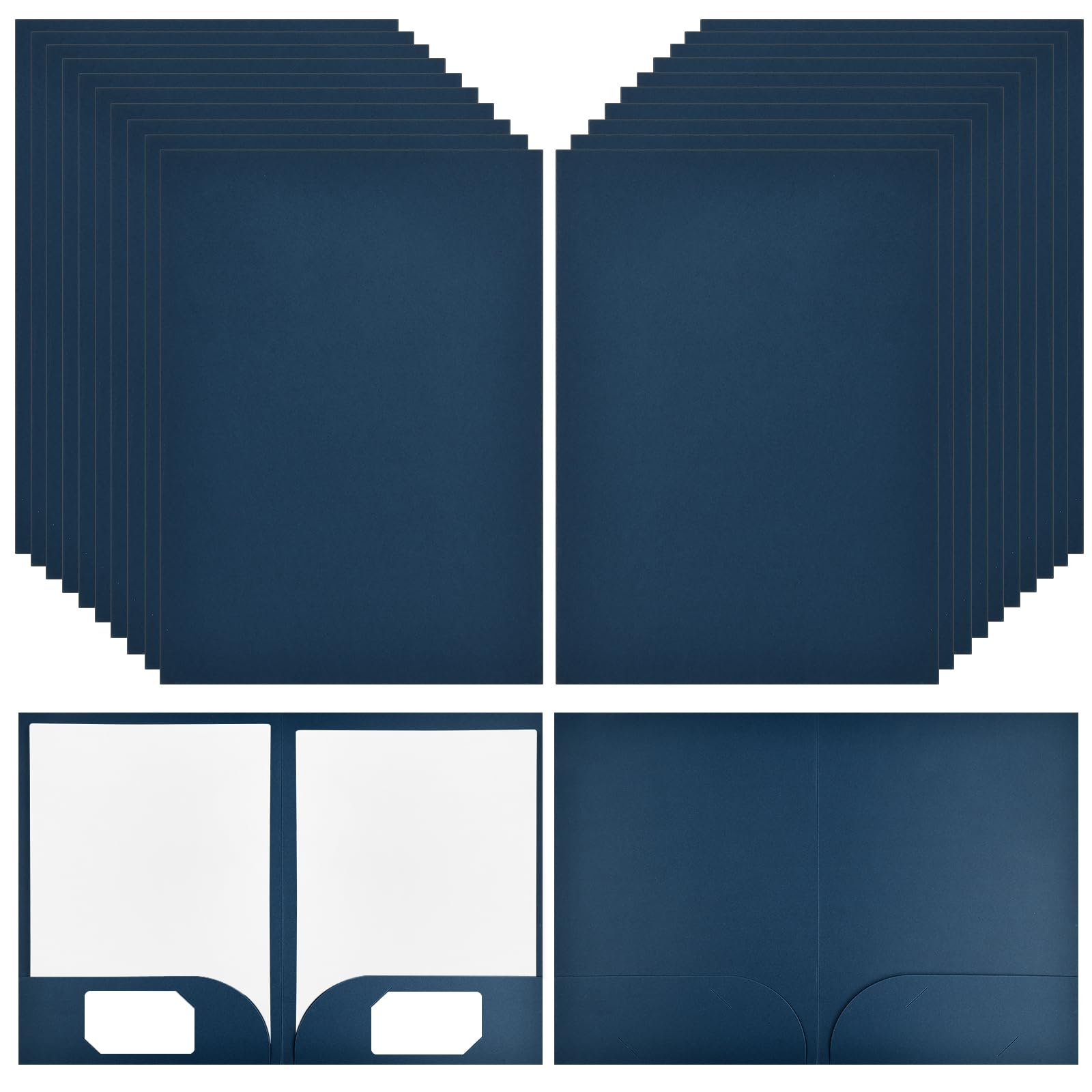 20Pcs A4 Paper File Folder,31x22cm 350gsm Cardboard Folders a4 Two Pocket Folders with Cards Slot,Presentation Document Folder, Square Cut Folder Paper Portfolio for Office Home School (Blue)