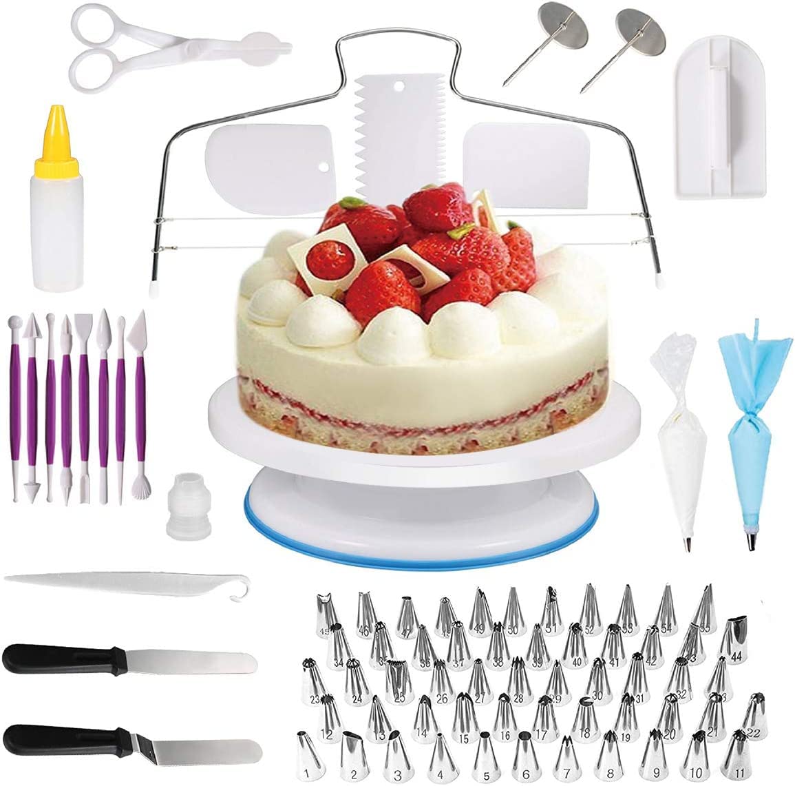 129 Pieces Baking Supplies Kit DIY Cakes and Cupcakes Icing Tips Set Tools