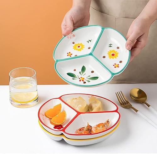 Miniatura 3 de Plato de cerámica para control de porciones, platos divididos para platos de postre, platos llanos para aperitivos, plato de ensalada, bandejas para