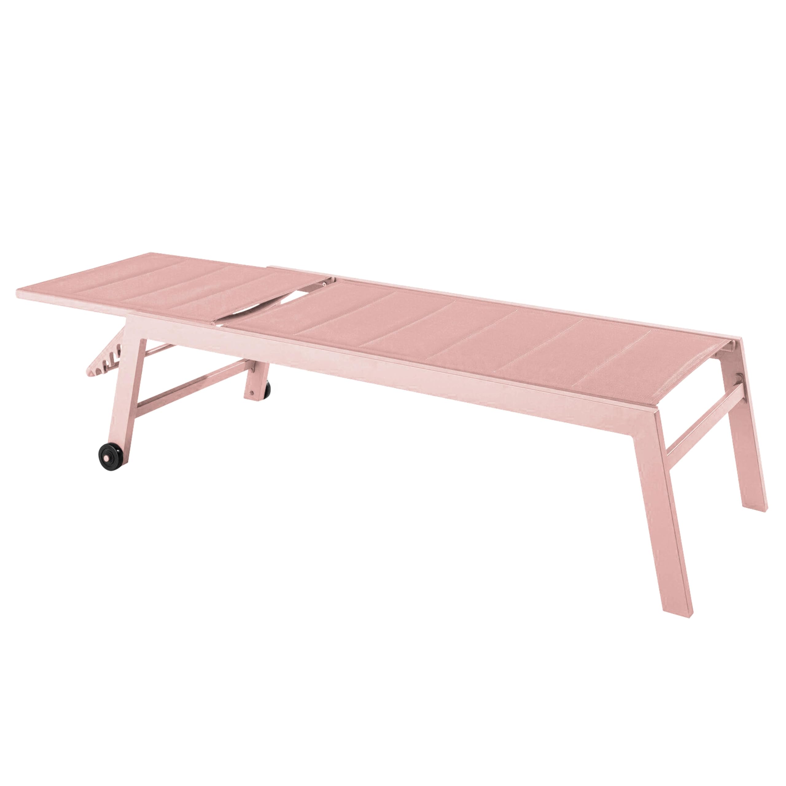 Oviala Lot de 2 Bains de Soleil en Aluminium et textilène Rose poudré