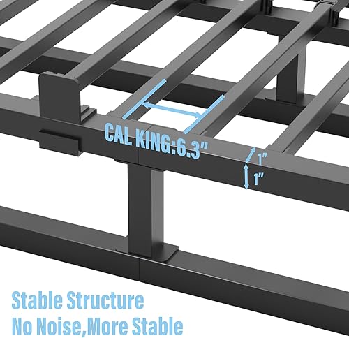 Miniatura 55 de Base de cama Queen de 10 pulgadas con soporte de listones de acero, plataforma de metal de perfil bajo, base de colchón de soporte de colchón, no