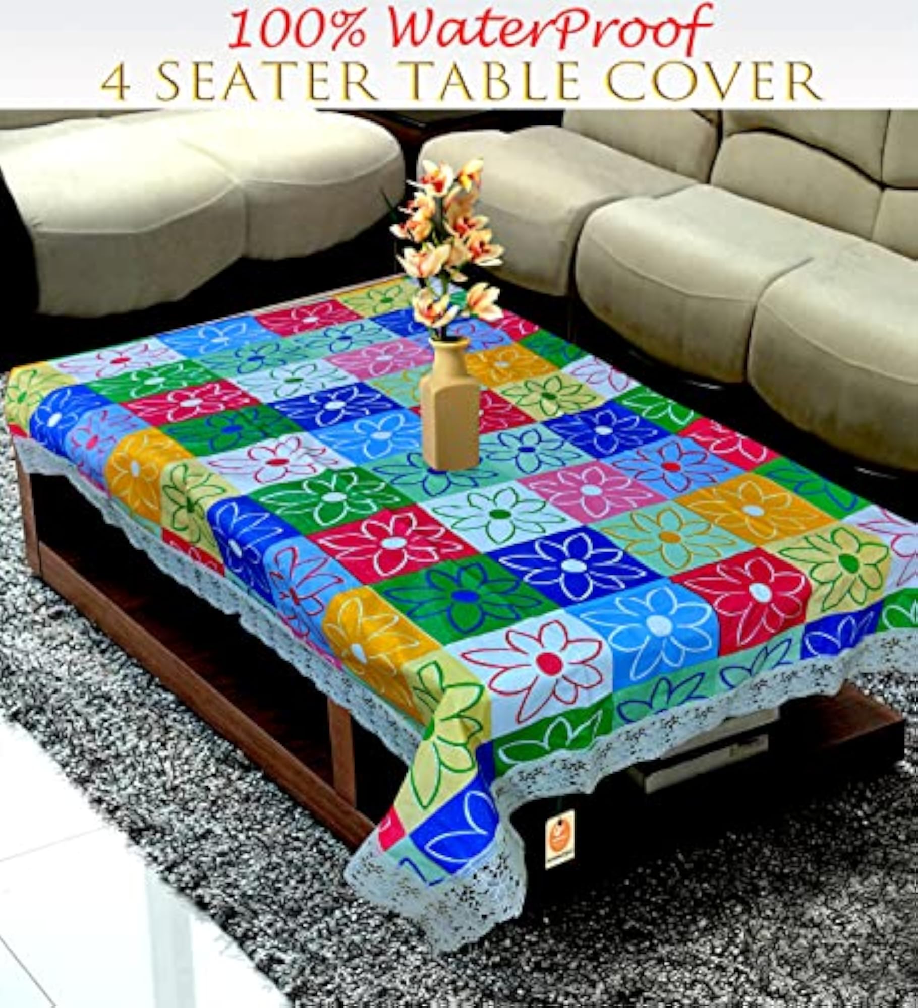 Waterproof & Dustproof Plastic Center Table Cover for 4 Seater