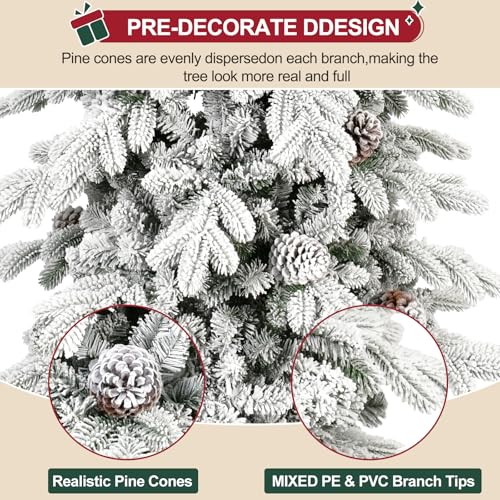 4ftsnowflockedchristmastreewith455pepvcmixedbranchtipsunlitartificialskinnypencilchristmastreewith19pineconeshingedpremiumxmasslimfirtreesforhomeofficepartydecoration  Urban Country Home Decor 4 ft snow flocked christmas tree with 455 pepvc mixed branch tipsunlit artificial skinny pencil christmas tree with 19 pine coneshinged premium xmas slim fir trees for homeofficeparty decoration  urban country home decor